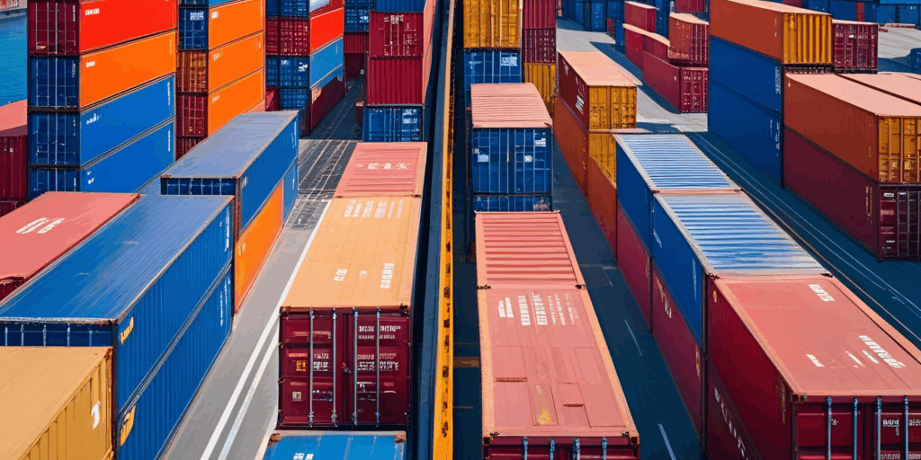 Containers stacked